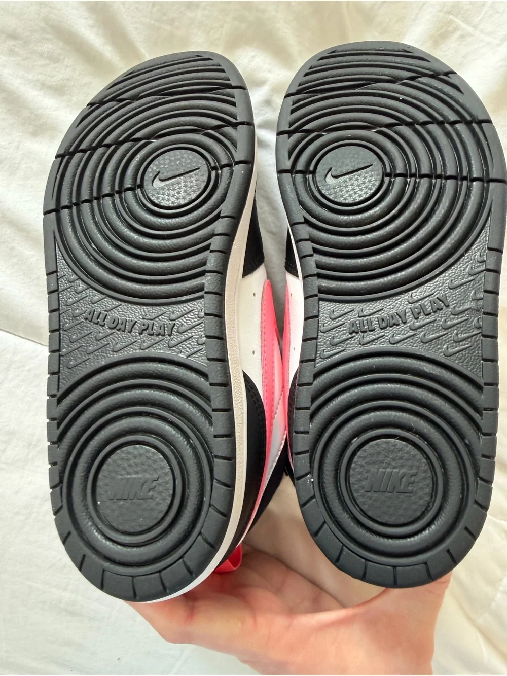 Nike Kids Mid-Top Sneakers in Black, White & Pink